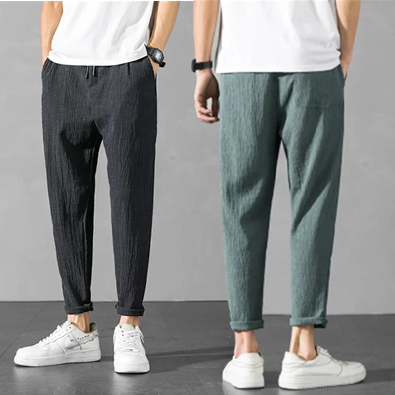 Qui Dry Ice Silk Men's Summer Sports Pants Loose Eighteen Casual Thin Cotton Harlan Trousers Youth Vitali Sle All Seasons