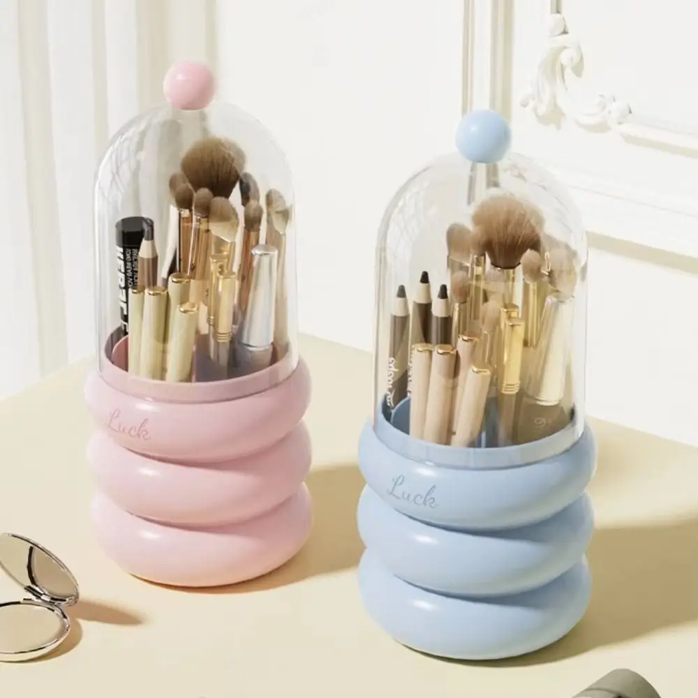 

360° Rotating Makeup Brushes Holder Dustproof Large Capacity Make Up Tools Box Waterproof with Lid Desktop Pencil Case Bathroom