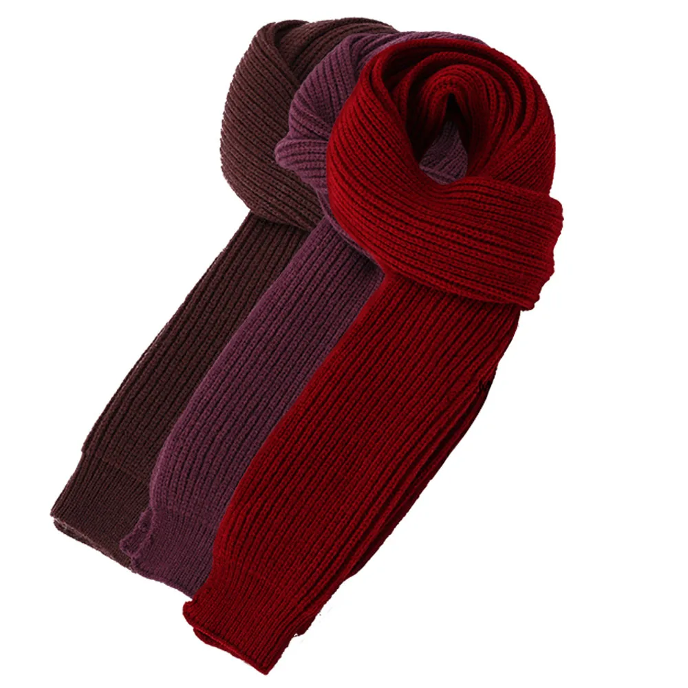 New Brand Scarf For Women Neck Collar Keep Warmer Thick Soft Wool Lady Grandma Winter Gift For Men Knitted Scarves