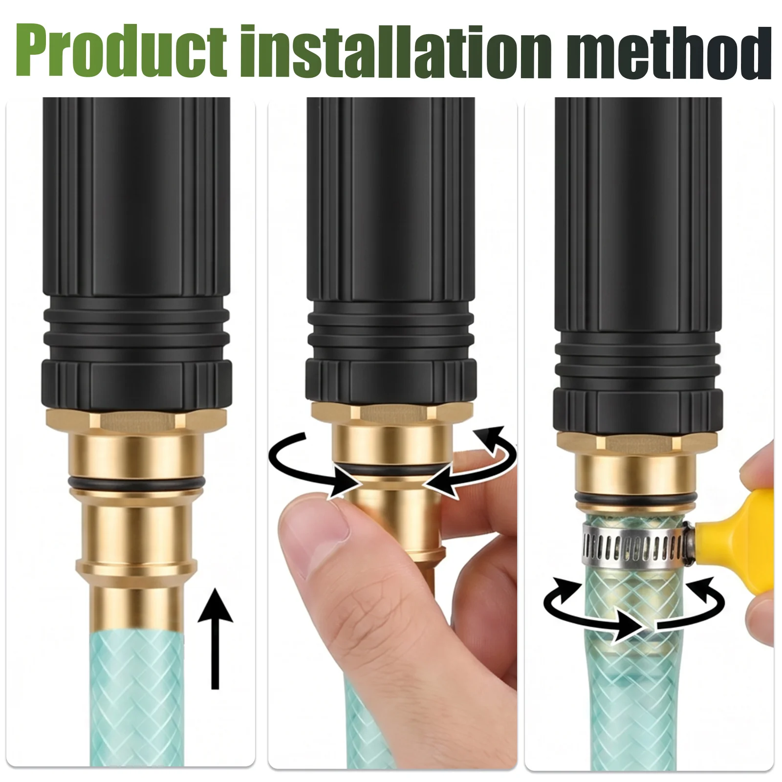 Water Hose Nozzle High Pressure Garden Hose Nozzle with Clamp Adjustable Multi Pattern Hose Nozzle for Lawn Watering Pet Bathing image 5