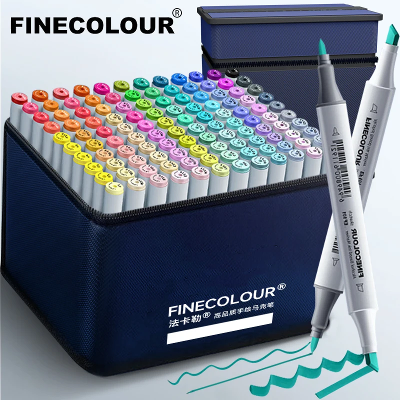 

FINECOLOUR EF101 Alcohol Art Markers Marker Pen Set Color Refillable Dual Tips Sketching Drawing Manga School Art Supplies