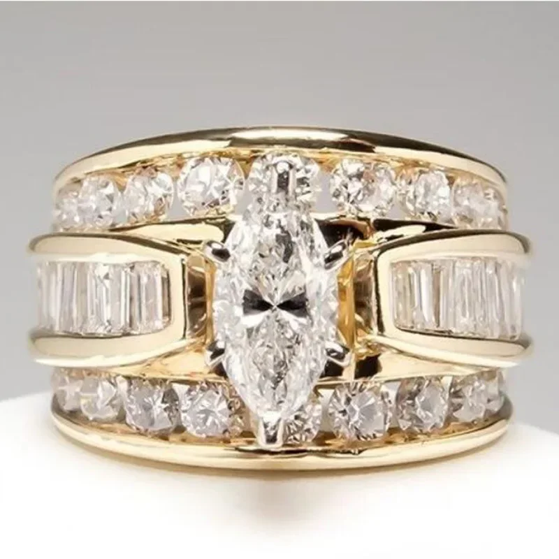 Ofertas Popular Engagement Rings for Women Party Jewelry Luxury   Inlaid Cubic Zirconia Wedding Rings Anillos Mujer