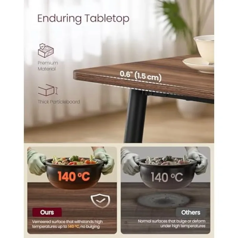 

Dining Table, Kitchen Table, for Dining Room, Seats 4-6 People, Modern Farmhouse, Heat-Resistant Surface, Quick Assembly