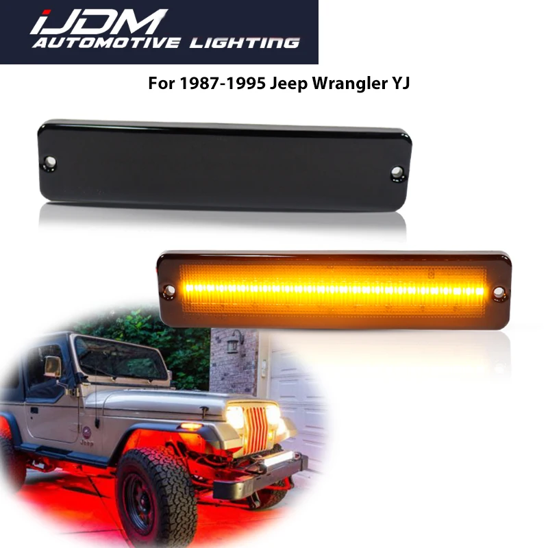 

For 1987-1995 Jeep Wrangler Amber / White LED Car Front Bumper Side Marker Indicator Lights Fender Flare Lamps Turn Signal Light