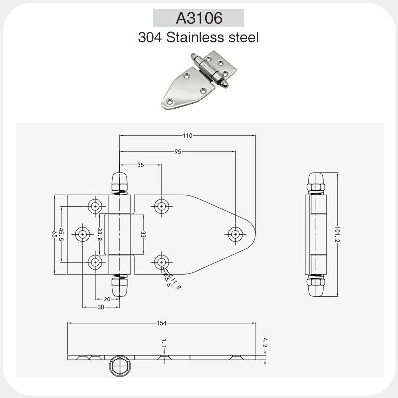 304 Stainless Steel Oven Hinge HT3106 Industrial Oven Control Oven Refrigerator Freezer Door Kitchen Cabinet Hinge