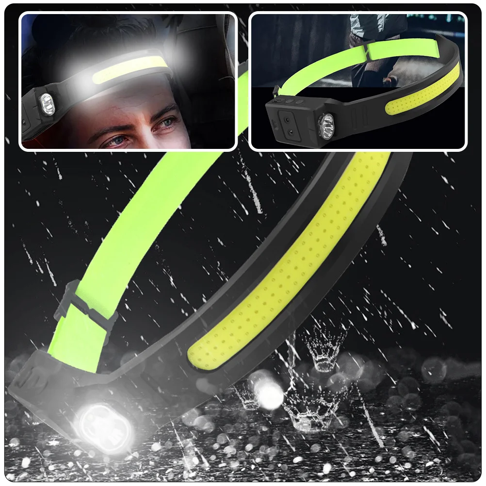 

1Set LED Yellow Light Strip Portable Outdoor Headlamp Adjustable Headband USB Rechargeable Floodlight Hunting Cycling Camping