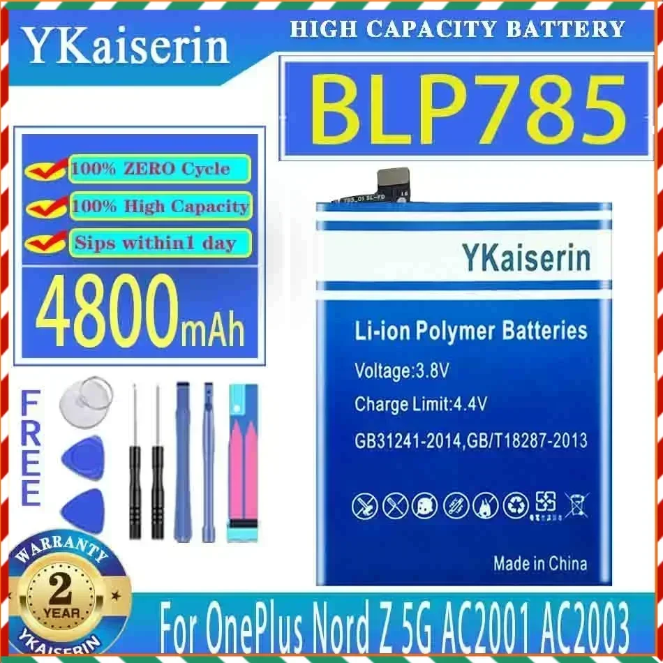 

Аккумулятор YKaiserin 4800 мАч/5800 мАч для OnePlus 9 10 Pro/Nord Z/N10 5G/2 AC2001 AC2003 для One Plus 1+ 9 10 Pro 10Pro 9Pro