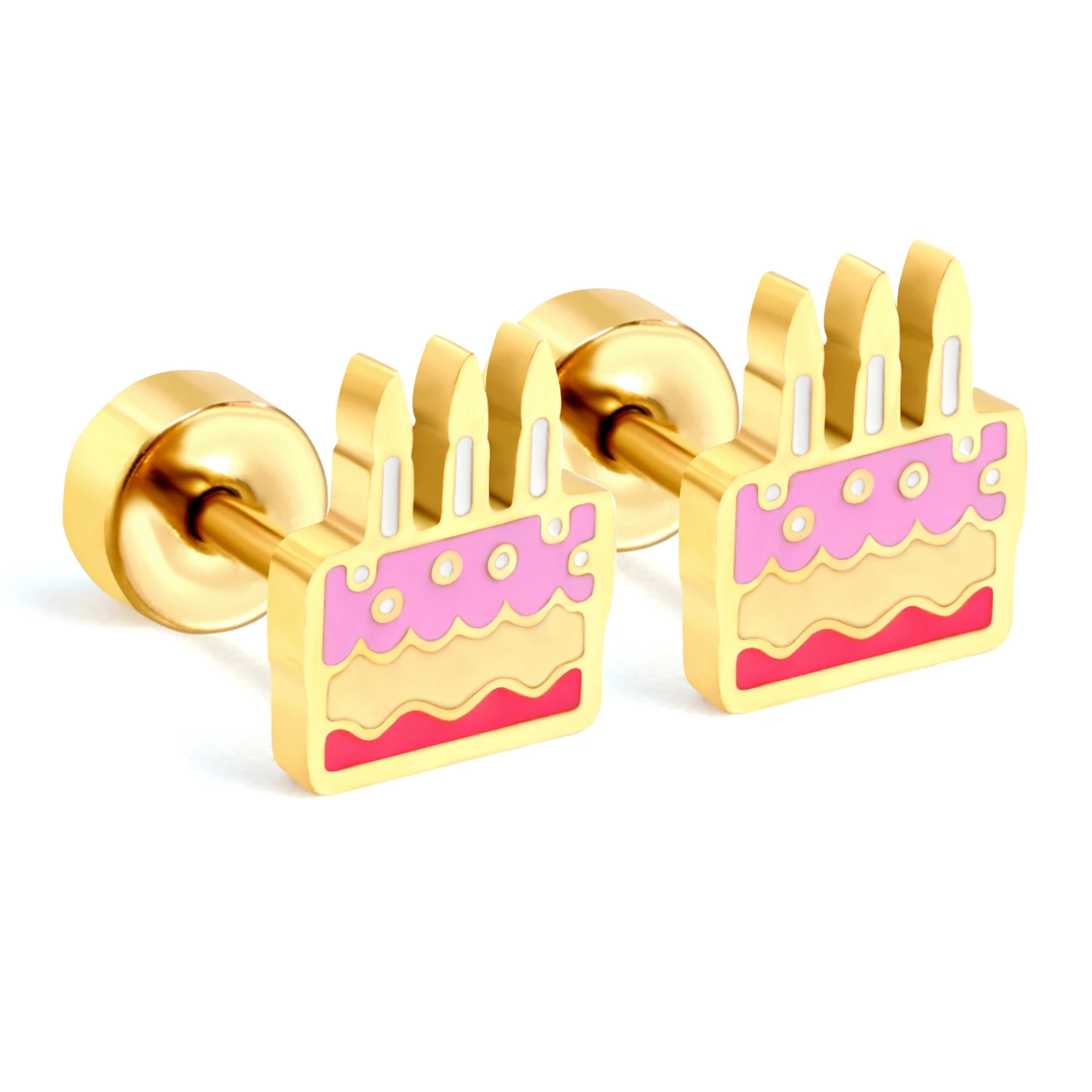 LUXUSTEEL New Christmas Lucky Clover Earring Stainless Steel Earrings Golden Plated Bowknot Star Ball Cake Balloon Stud Earrings
