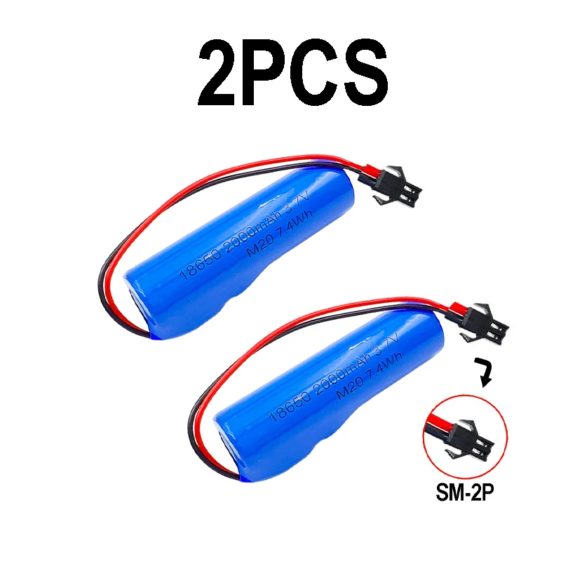 1/2/3/4/5/8/10pcs 18650-SM 3.7V Lithium Battery Pack 2000mAh  for Fishing LED Light Bluetooth Speaker Emergency DIY Batteries