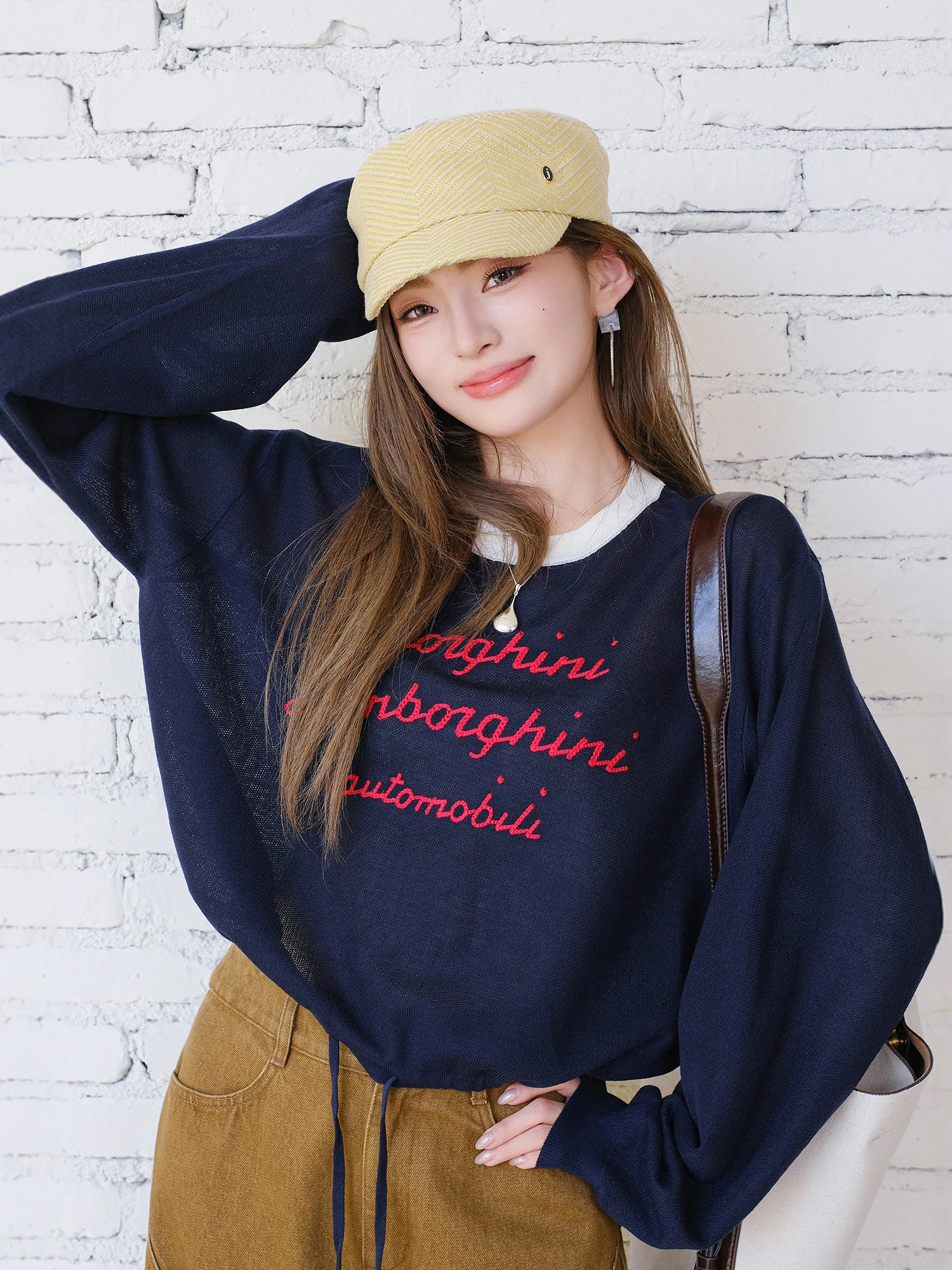 

Женский свитшот MIUCO в корейском стиле с вышивкой букв, свободного кроя, с коротким рукавом, с завязками, для офиса и повседневной носки