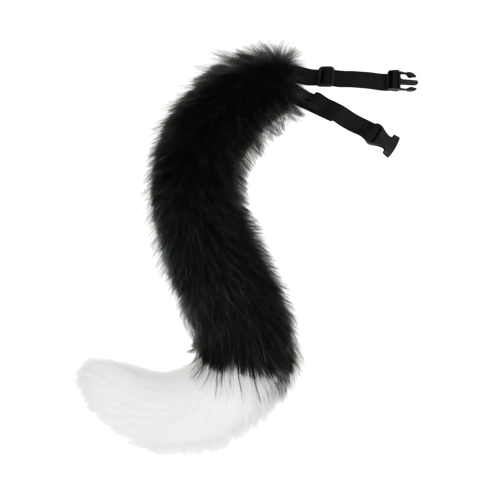 Furry Fox Tail Costume Belt for Halloween Cosplay Party Plush Animal Tail with Adjustable Strap for Adults Kids
