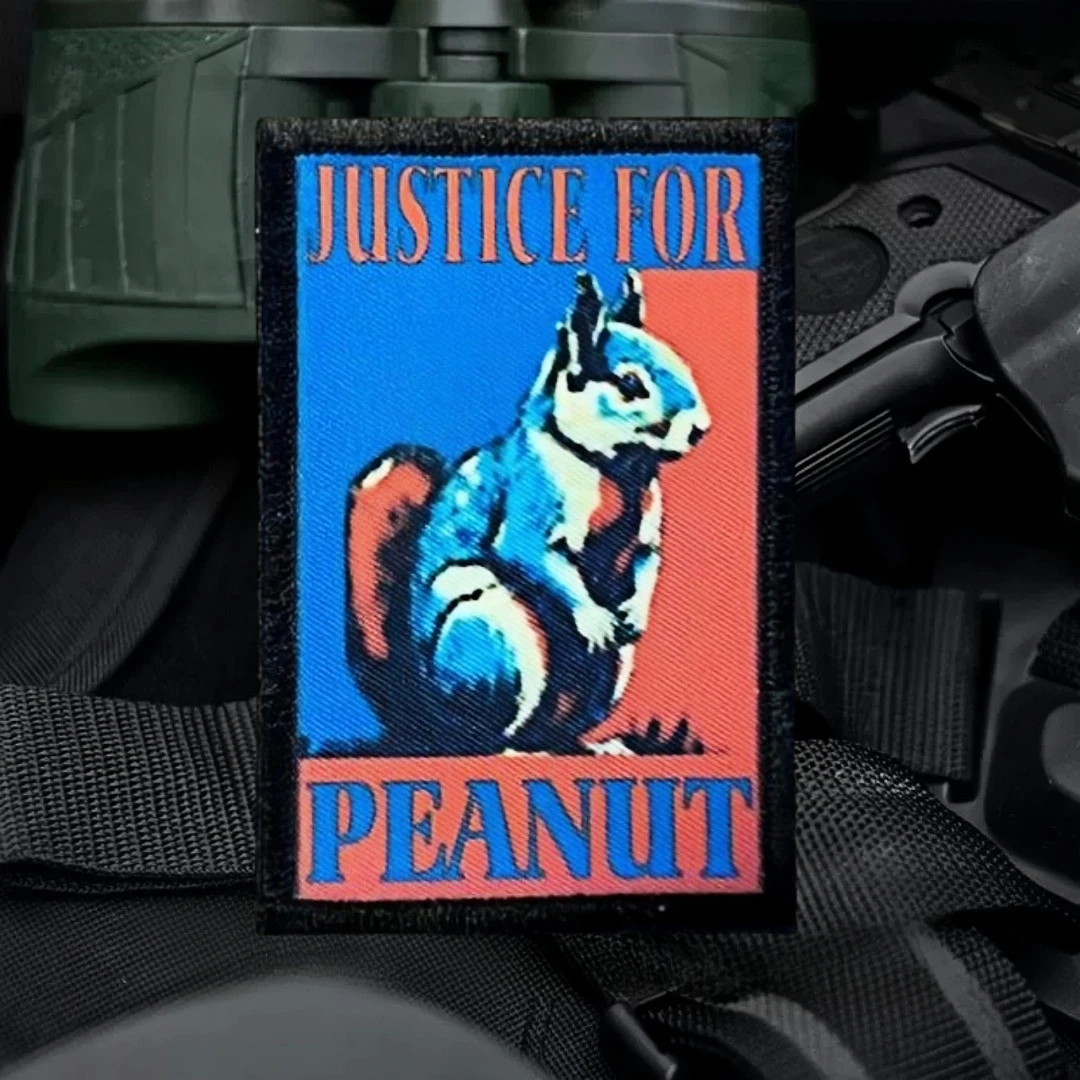 Justice for Peanut Morale Tactical Patch Squirrel Printed Hook and Loop Badge Military Armband Backpack Decoration Sticker