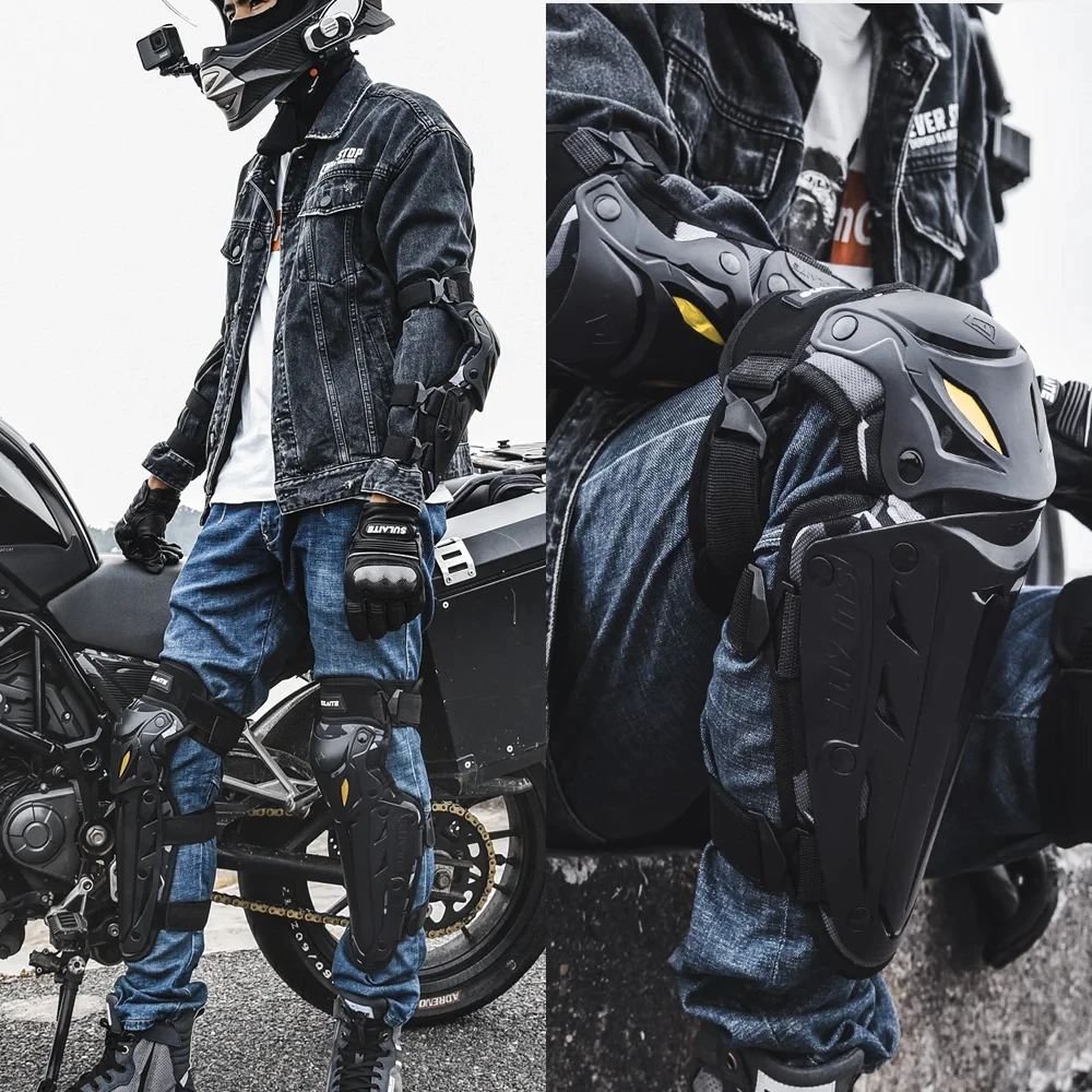 4pcs Motorcycle Knee Pads+Elow Protector Wear-resistant Motocross Knee Pads Anti-fall Motorcycle Protection Equipment