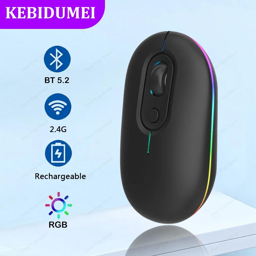 Bluetooth 5.2 Mouse 2.4G Wireless Mouse RGB Color Mouse 400mAh Rechargeable Mouse Silent Mouse Gaming Mouse Mice for PC Laptop