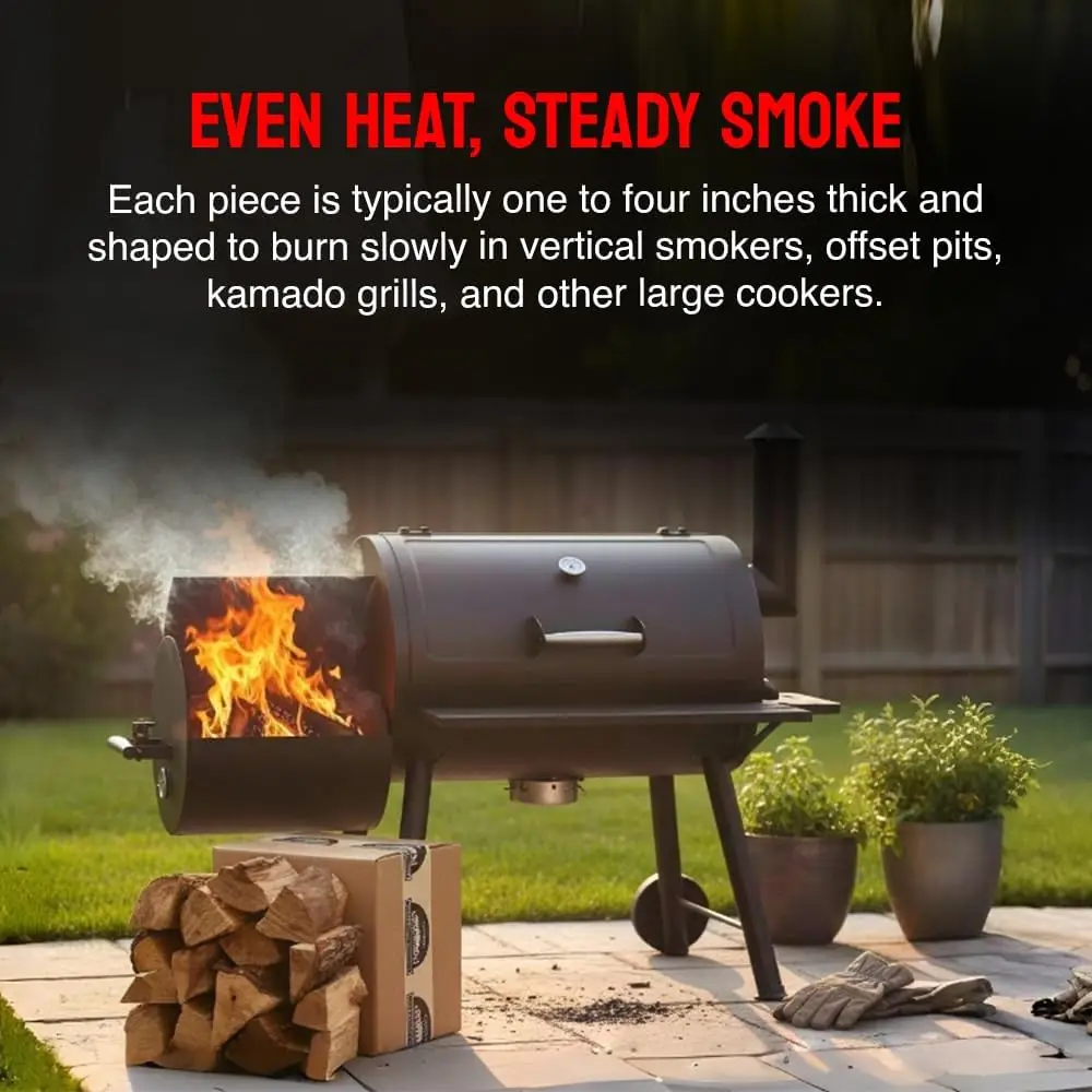 Smoking Wood Mini Splits, 6-Inch Hickory Logs for Ovens & Grills, USA Made, 12-17 lbs.