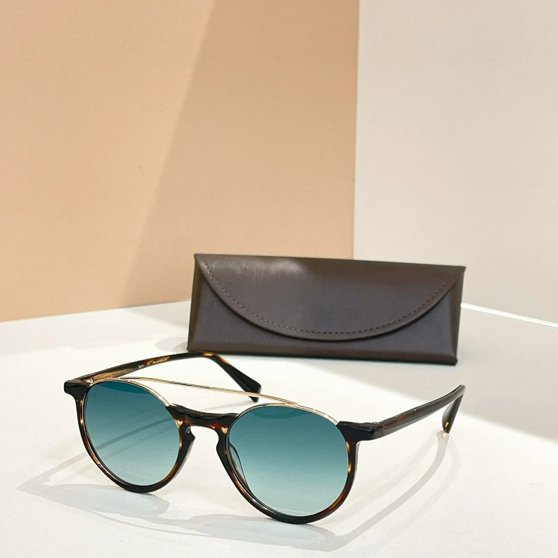 Качественные винтажные круглые солнцезащитные очки с двойным мостом, модные мужские и женские черные оправы с градиентными линзами, модные солнцезащитные очки UV400