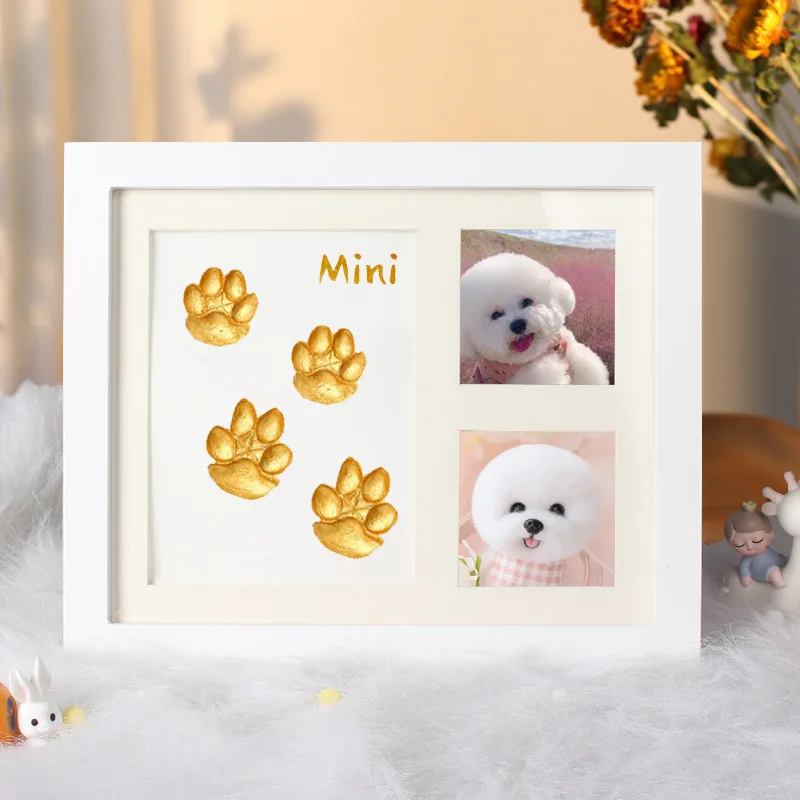 

Paw Print Memorial Kit for Pets - Solid Wood DIY Cat/Dog Paw Imprint Frame with Keepsake Clay & Ink Pad Pet Handprint Preserve