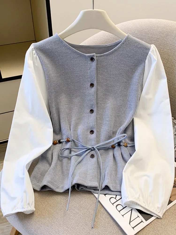 

Long Sve Belted Slim Fit Women's irt Spring Autumn New Design Kept Item Korean Sle Commute Regular Length Single Button