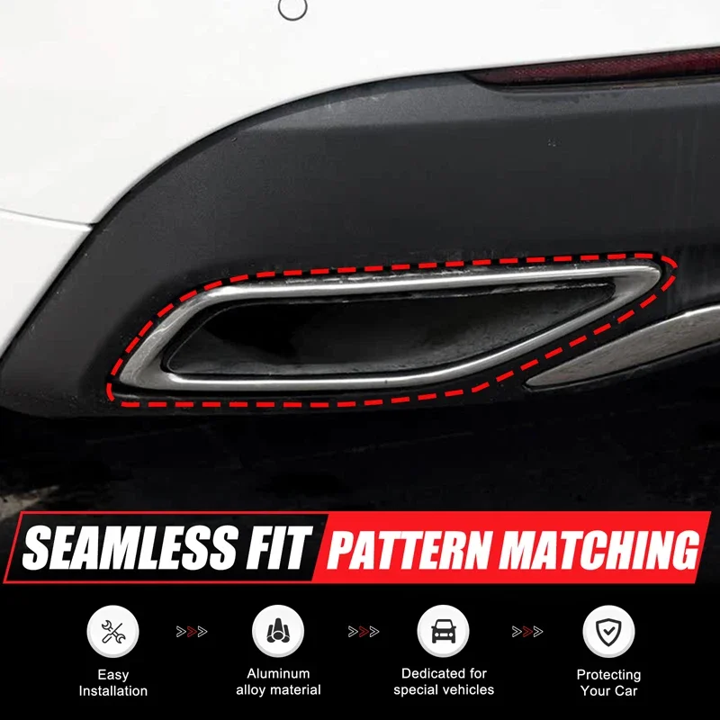 

x2 Stainless steel Car four-out tail throat exhaust frame decorative cover For Lincoln MKZ 2017-2021 Auto Accessories