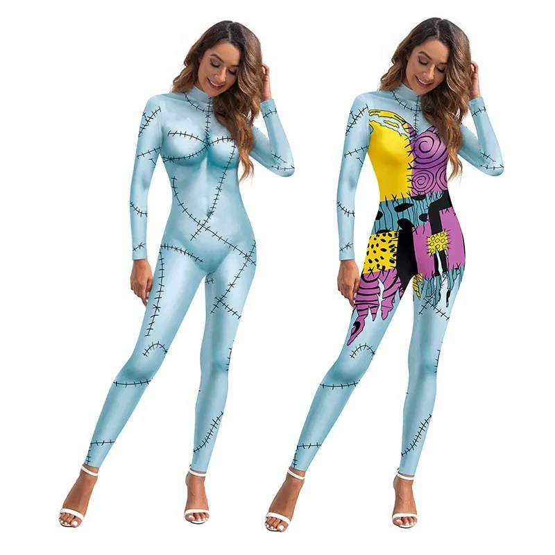 Sally Anime Movie Cosplay fur s Set pour femme, costume d'Halloween, combinaison mince de Noël, costume de batterie Zentai, leggings gothiques