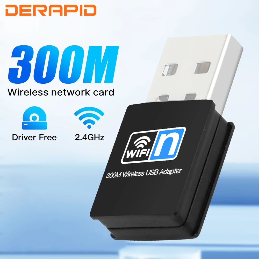 

Мини-USB Wi-Fi адаптер 300M Беспроводная сетевая карта 802.11n USB Wi-Fi адаптер для ноутбука Настольный компьютер для Win7/10/11