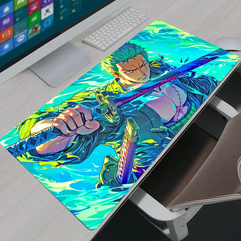 Mauspads Notbook One Piece Zoro Große Tastaturmatte Rutschfester Gummi Computerteppich Schreibtischunterlage PC Gamer MousePad Jugendgeschenke