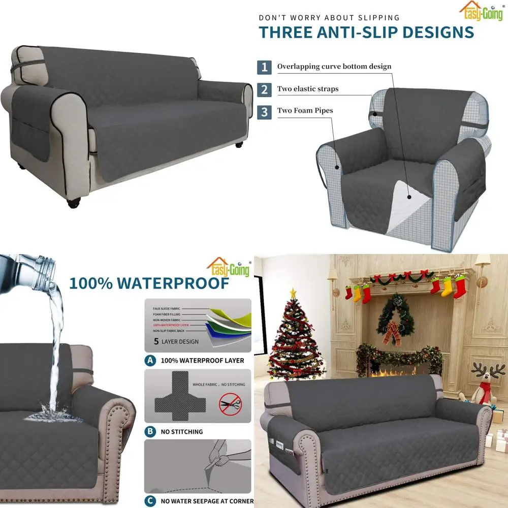 

Oversized Sofa Slipcover - Waterproof, Pet-Friendly, Washable Cover for Large Couches (Dark Gray)