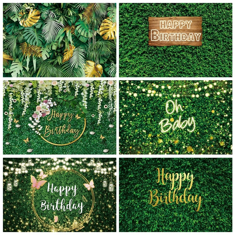 ฉากหลังงานแต่งรูปใบไม้สีเขียวเขตร้อนสำหรับงานปาร์ตี้วันเกิดงานถ่ายภาพพื้นหลังอุปกรณ์ถ่ายภาพ