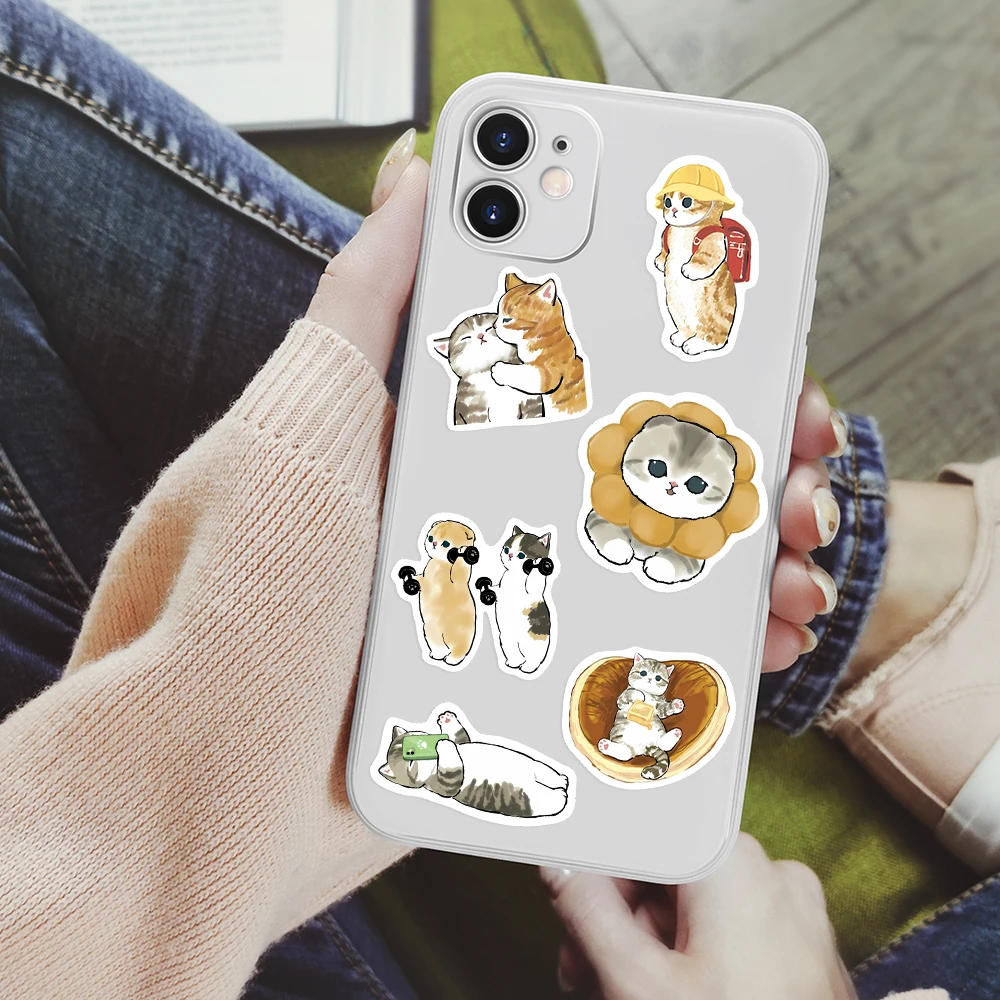 Kawaii Aesthetic Watercolor Cat Stickers Funny DIY Kids Toys Gift Waterproof Decal for Phone Laptop Scrapbook Luggage Decorative