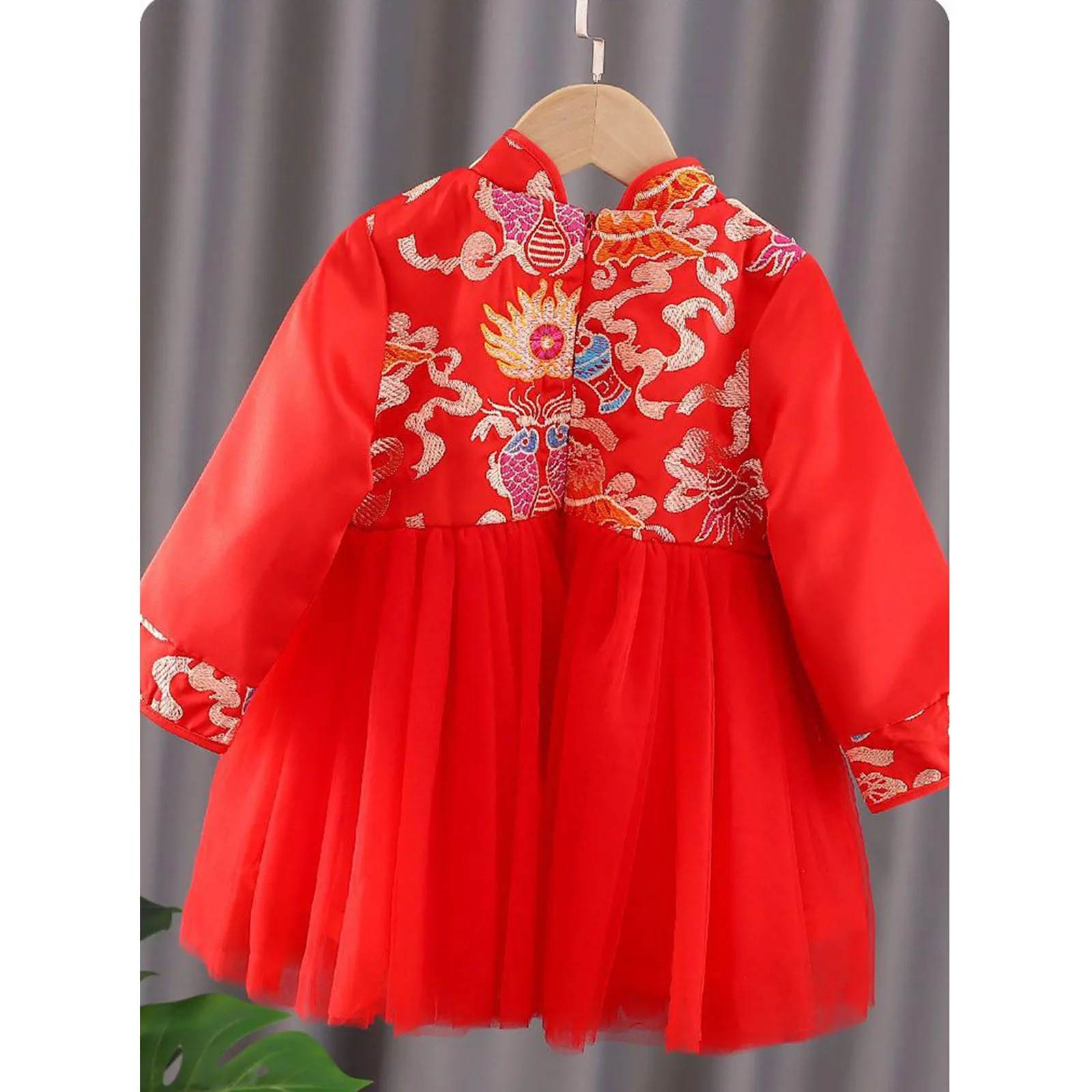 Toddler Kids Baby Girls Chinese Style Dress Children Fairy Hanfu Dresses For Chinese New Year Ball Gowns Fleece Lined Warm Dress