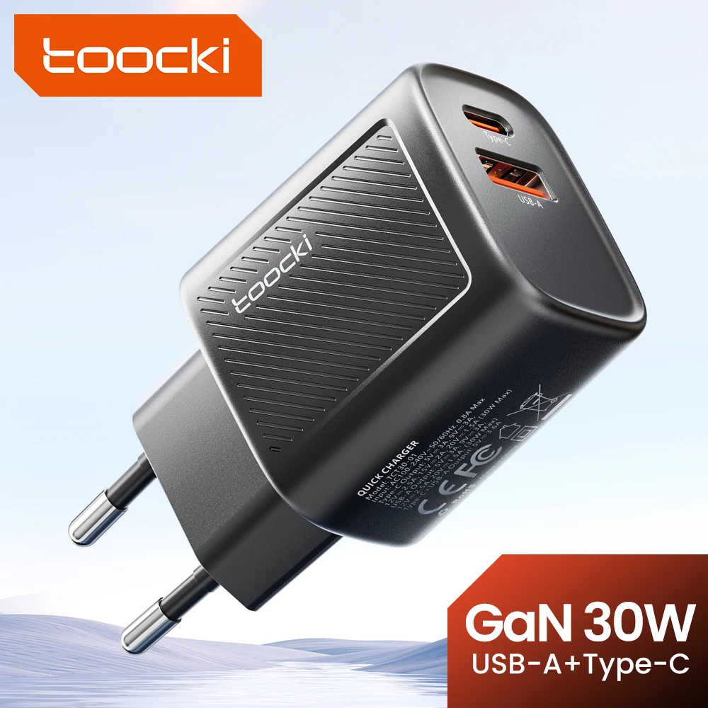 Toocki GaN USB Charger PD 30W Type C Fast Charging Charger For iPhone 15 14 Pro Max Xiaomi Samsung S23 Ultra Mini Phone Charger