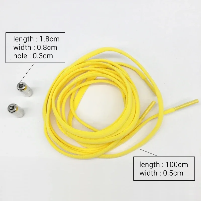 100cm  Elastic No Tie Shoelaces Metal Lock Shoe Laces For Kids Adult Sneakers Quick Shoelaces Semicircle Shoestrings