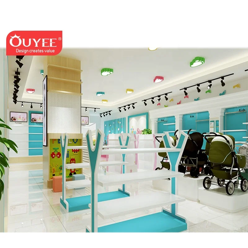 Customized-Modern Kids Clothing Store Interior Design Shop Garment Display Rack Clothes Cabinet