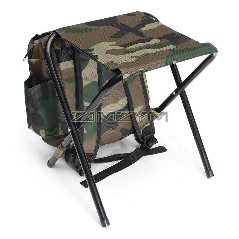 Folding Fishing Stool Backpack Bag Collapsible Camping Stool Compact for Outdoor Events, Hiking, Travel, Beach