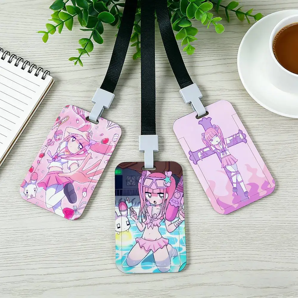 Cute M-Menhera Chan Neck Strap Lanyard Card Holder ID Bus Card Cover Badge Holder Pass Hang Rope Lariat Gifts Keys Accessories