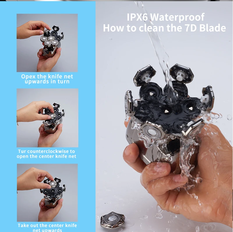 Venda quente 5 em 1 kit de aliciamento navalha elétrica careca aparador de barba máquina de barbear rotativo à prova dwaterproof água barbeador elétrico cabelo