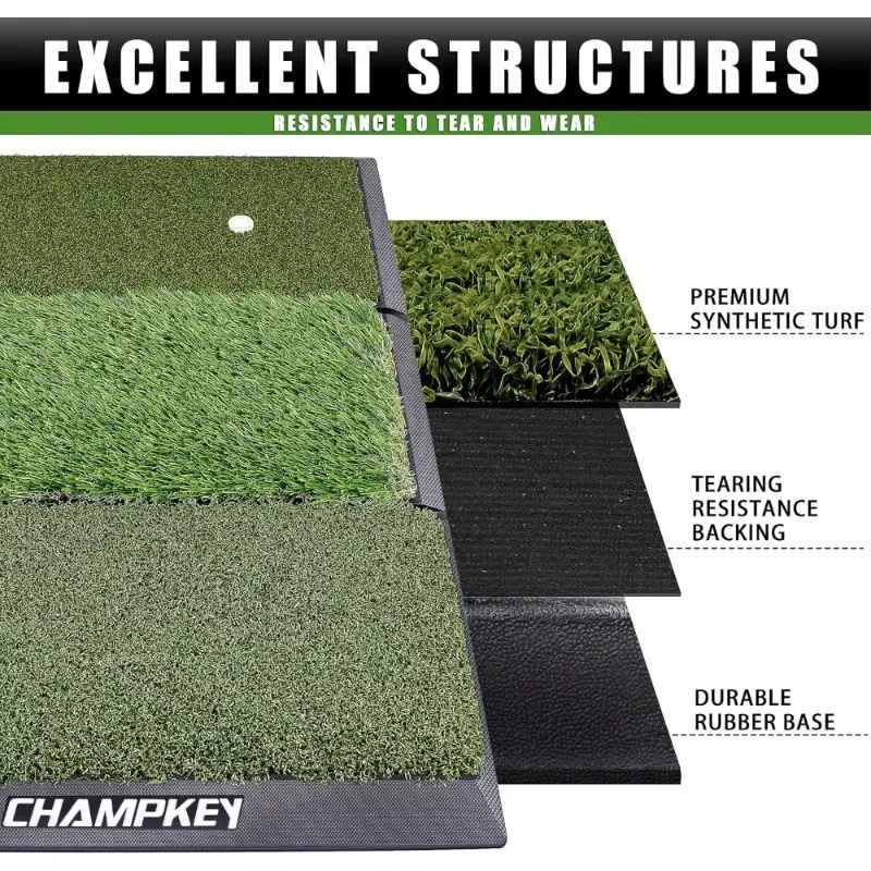 

Professional Tri-Turf Golf Hitting Mat | Heavy Duty Rubber Backing Practice Mat Ideal for Indoor and Outdoor Artificial Lawn