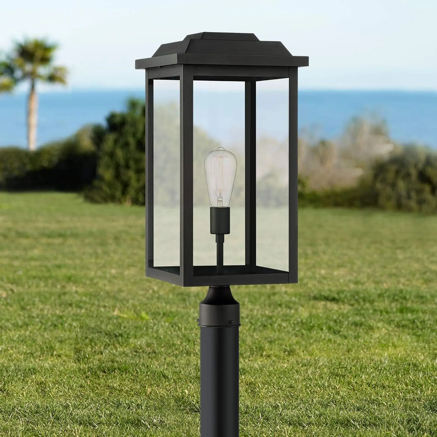 John Timberland Eastcrest Modern Outdoor Post Light extured Black Metal 22 1/2