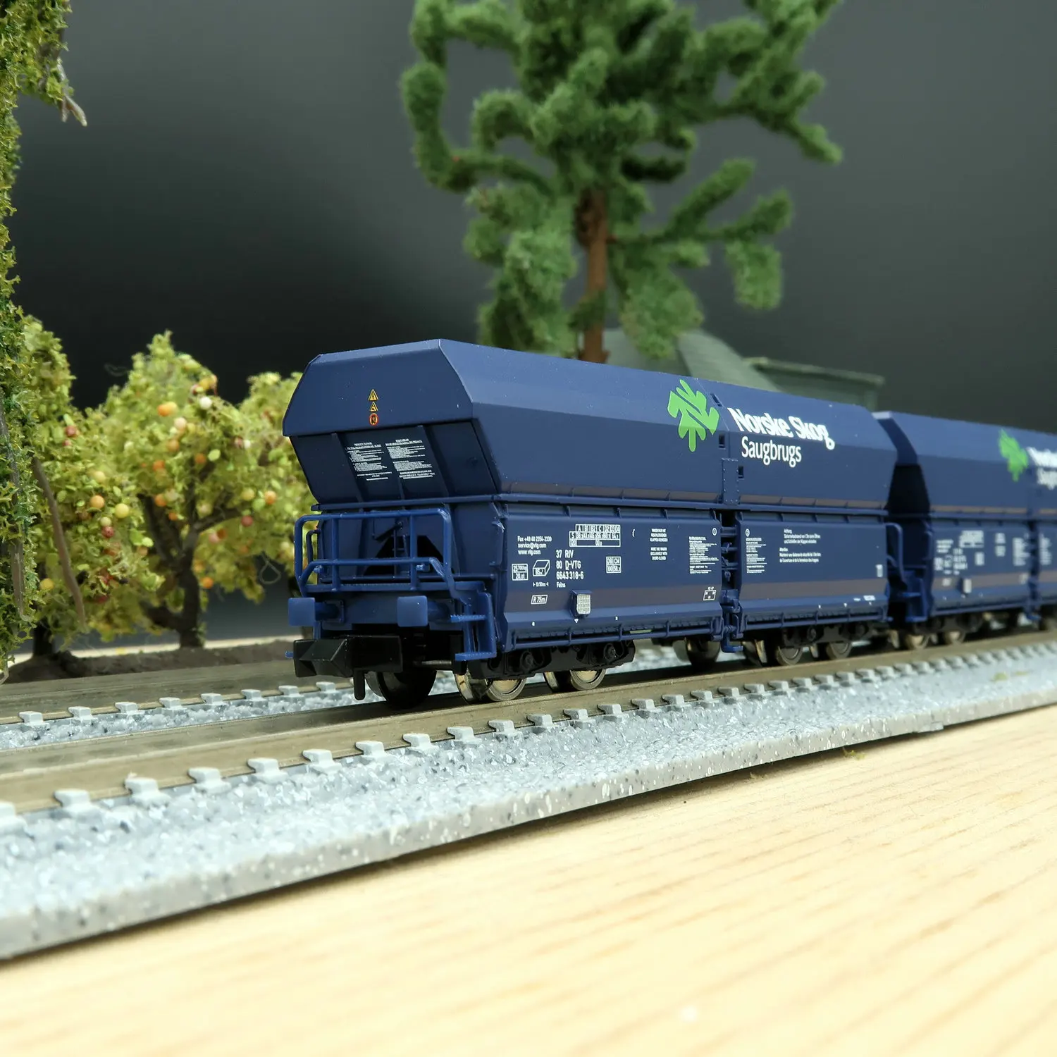 플레시만 N 타입 1/160 기차 모델 6660089 오픈 카 다크 블루 페인트 3섹션 기차 세트 소년 장난감 선물