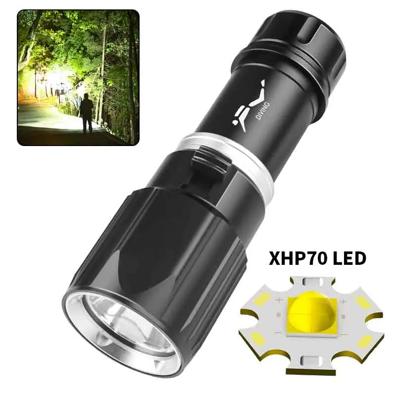 

New Powerful Waterproof Scuba Diving Flashlight XHP70.2 1000LM Underwater Tactical Dive Torch 26650 Battery