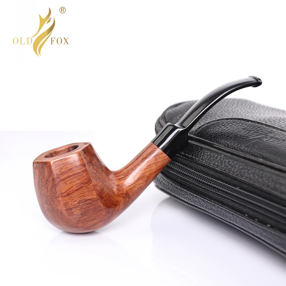 Old Fox Rosewood Tobacco Bent Pipe Set Accessories 9MM Activated Carbon Paper Filter Sandalwood Smoking Pipe With 10 Tools Kits