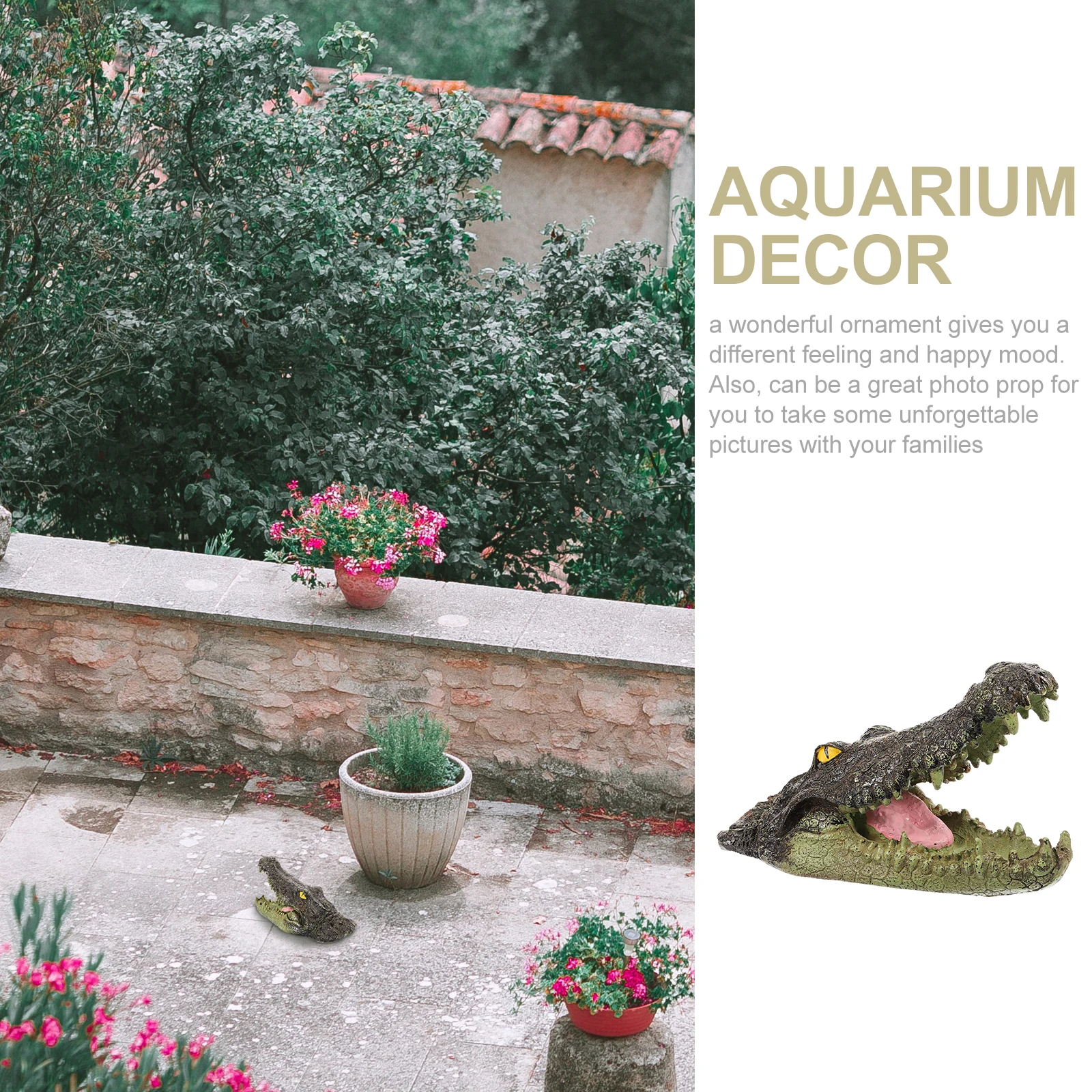 악어 머리 장식 데스크탑 정원 장식품 마당 용품 가정용 모형 머리 장식품 사무실 거실 침실용