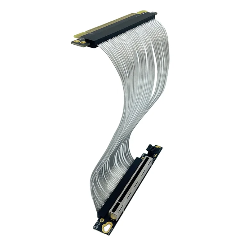 

AU61-Pcie 5.0 X16 GPU Graphics Card Extension Cable PCI-E 5.0 Gen5 64GB/S Silver-Plated Cable 90° Right Angle Riser Cable