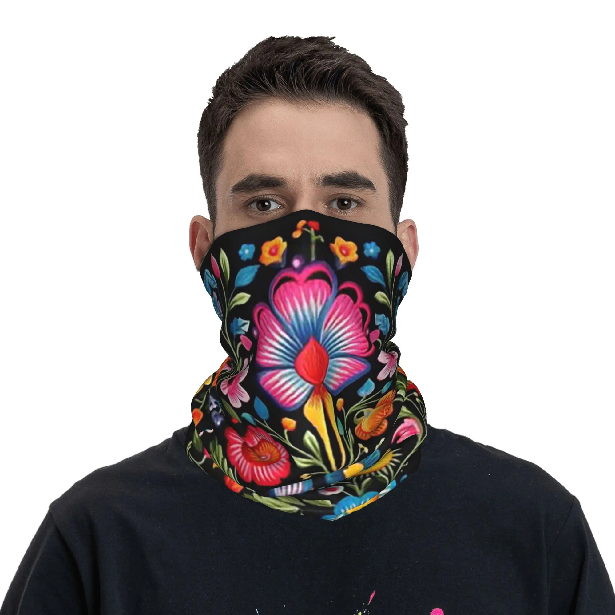 Ancient Mexican Floral Print Bandana Neck Cover Printed Mask Scarf Headwear Riding Unisex Adult Breathable