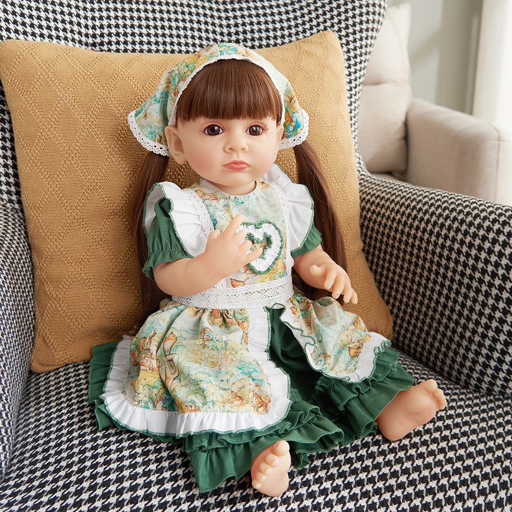 

55cm 22inch Tutti Reborn Baby Doll Full Body Soft Silicone Girl Children Kids Toy Gift bebe reborn reallista de silicone