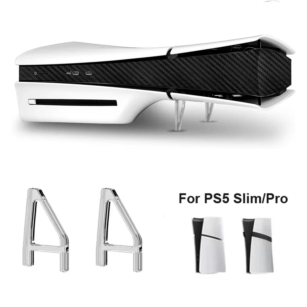 2Pcs Transparent Horizontal Stand For PS5 Slim / Pro Acrylic Triangle Base Holder Support Storage Stand for PS5 Slim Accessories