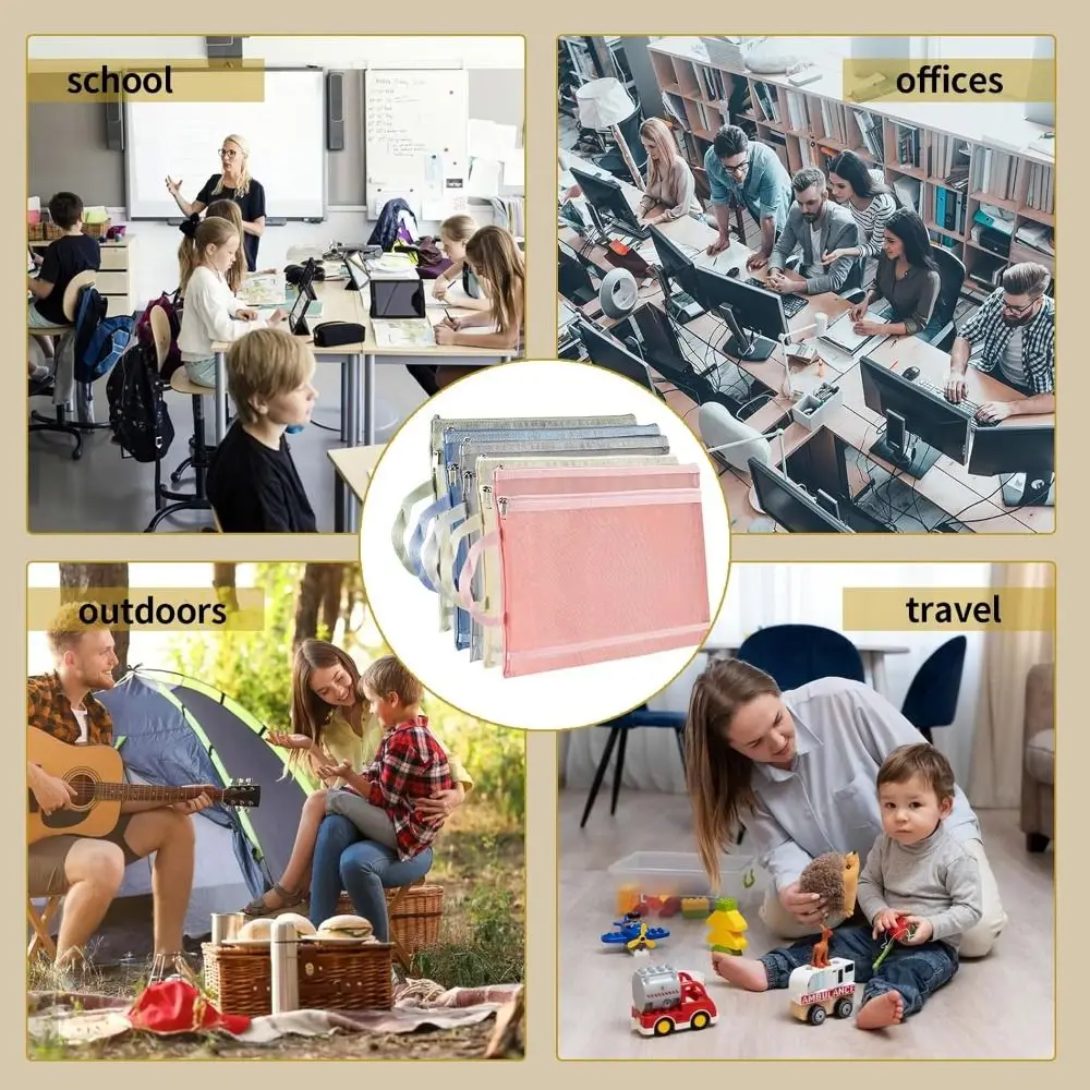 لعبة منظمة A4/A5 كيس التخزين سستة شبكة وثيقة حقيبة التخزين النايلون طبقة مزدوجة حقيبة أقلام رصاص لألعاب مكتب المدرسة