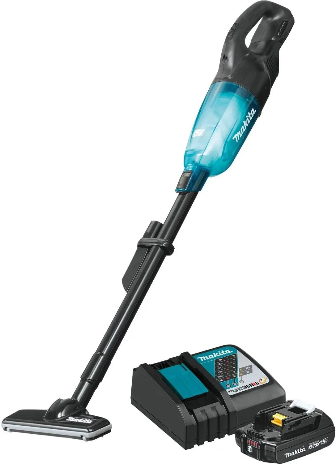 

Makita XLC04R1BX4 18V LXT Lithium-Ion Compact Brushless Cordless 3-Speed Vacuum Kit, W/Push Button (2.0Ah)