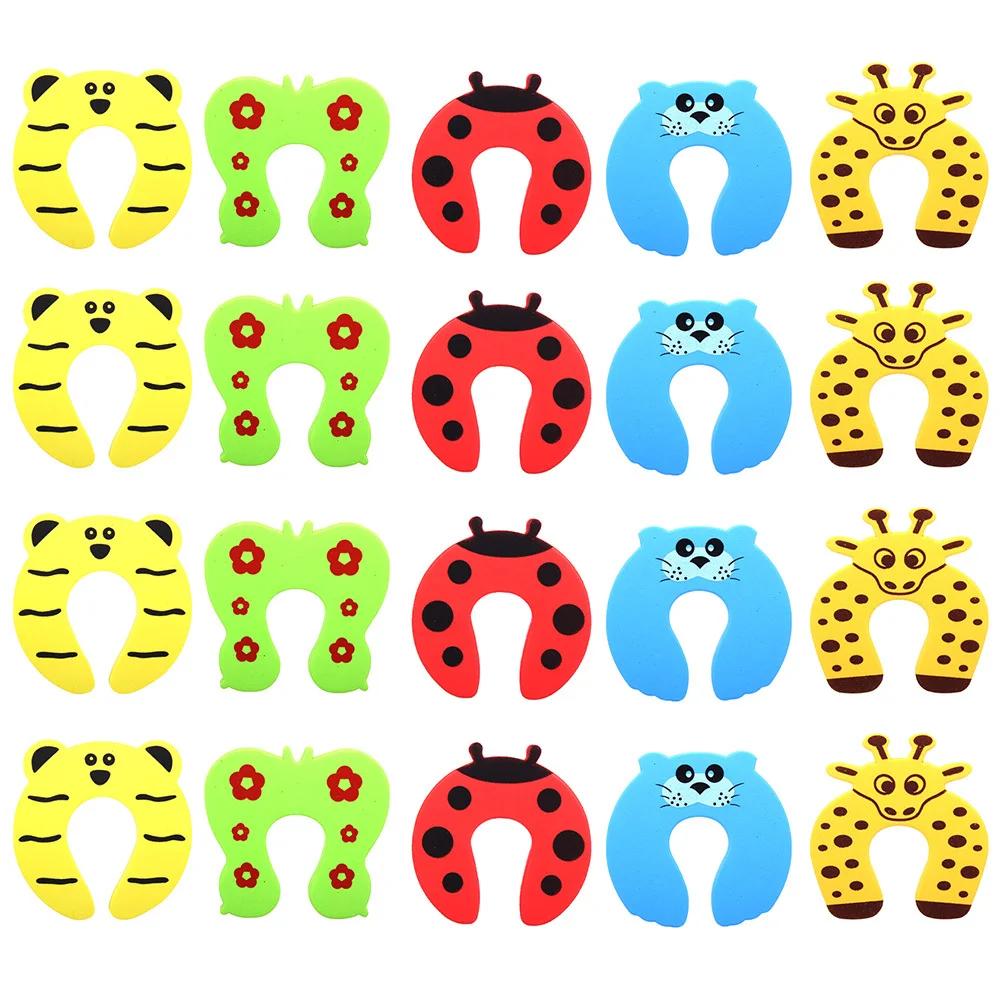 20 قطعة سدادة الباب المضادة للتصادم الطفل إصبع حامي حامل الباب لسلامة المنزل الكرتون نمط إمدادات سلامة الطفل