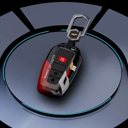 For Toyota Car Key Case Cover Fob Chain Ring Shell Camry RAV4 Avalon Corolla C-HR Prius 86 GT86 Highlander Mirai Carbon Fiber